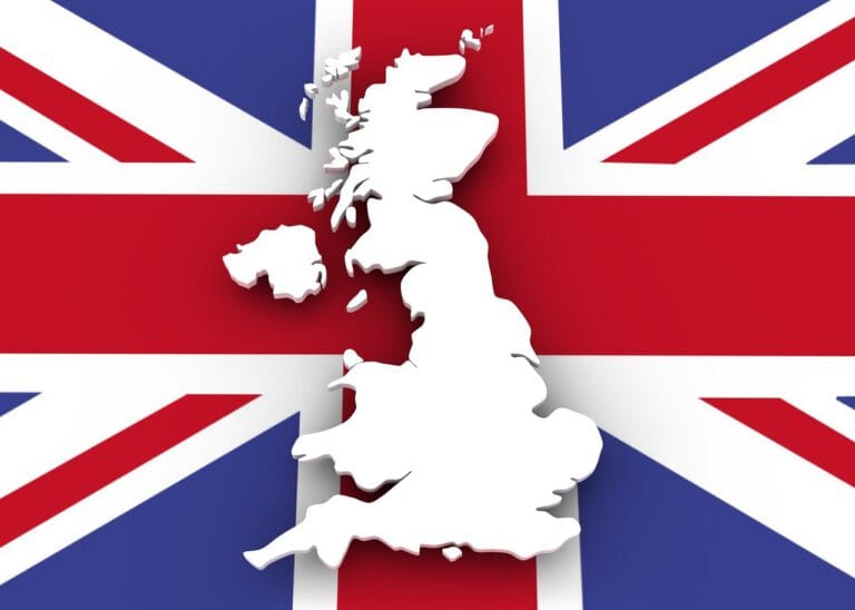 Union Jack Flag with UK map over the top