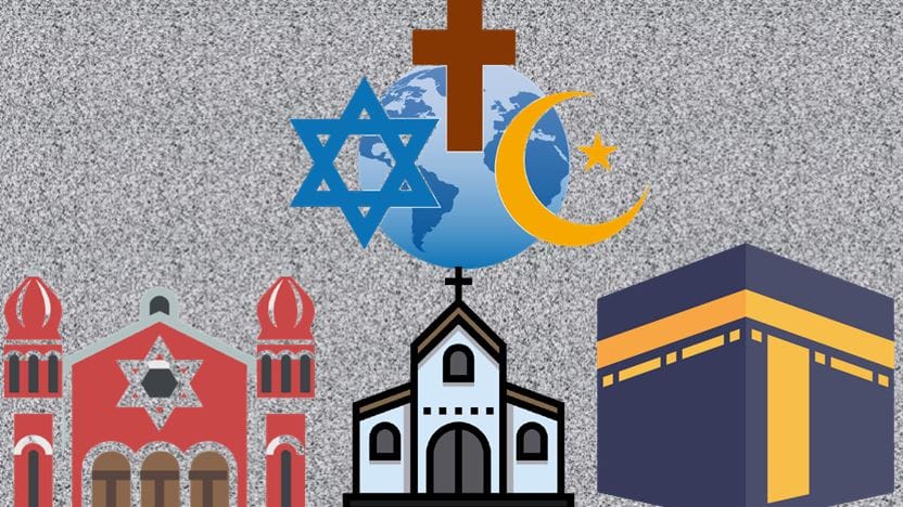 3 faiths a cross star of davvid crescent